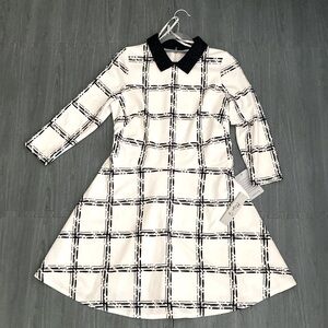 Collared Eliza J white dress with 3/4 sleeves NWT
